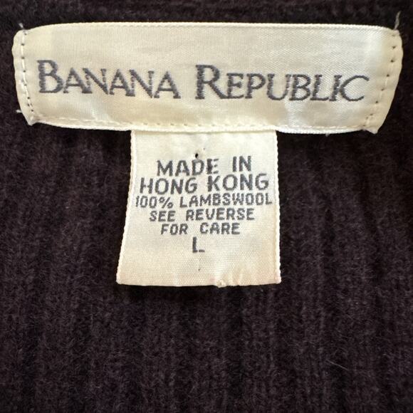 Banana Republic Sweater Men's Purple 100% Lambswool V-Neck Pullover L Vintage - Picture 3 of 5